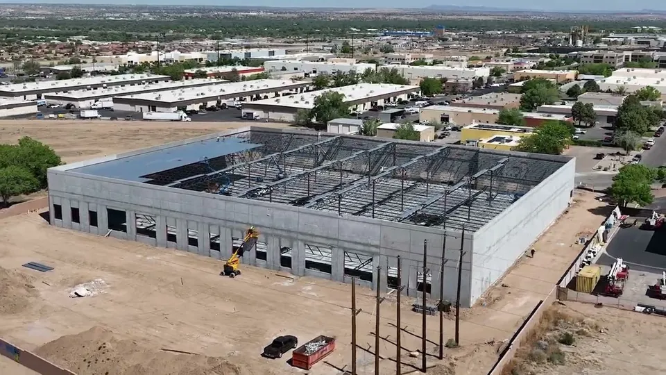 Aerial view of the finished 4000 Ellison commercial building
